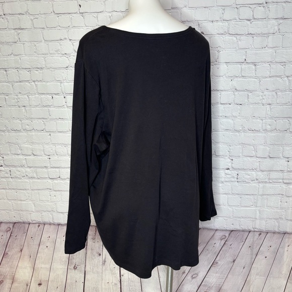 Croft & Barrow Black Cotton  Red Cardinal Long Sleeve Tee Size 3X - Picture 3 of 6